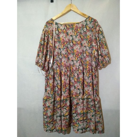 NWT Missguided Women's Multicolor Floral Print Half Sleeve Shift Dress Size 16 - Picture 7 of 7